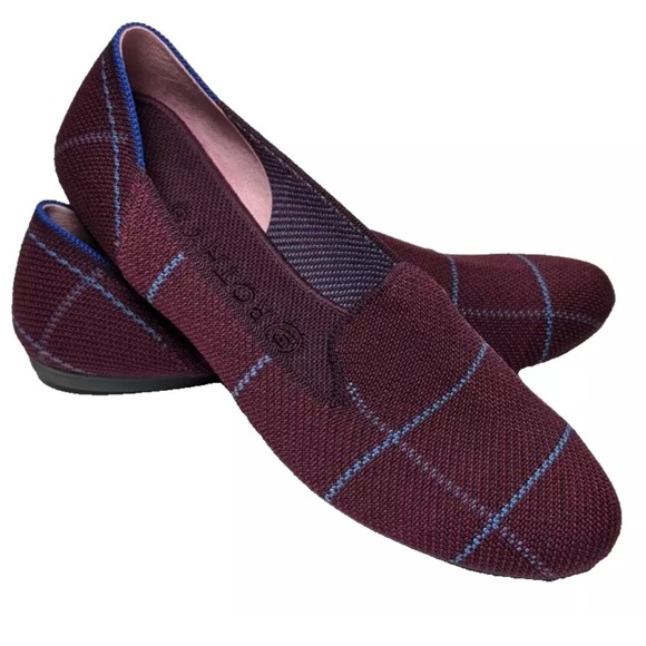 Rothy’s Burgundy Grid Plaid Loafer 10.5 - Picture 1 of 7
